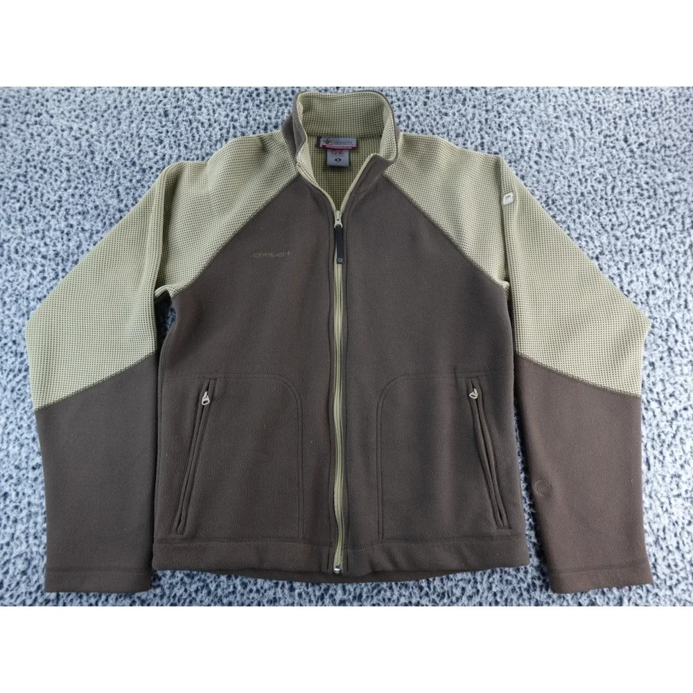 Columbia Convert Mens Fleece Jacket Full Zip‎ Brown Tan Mesh Size M